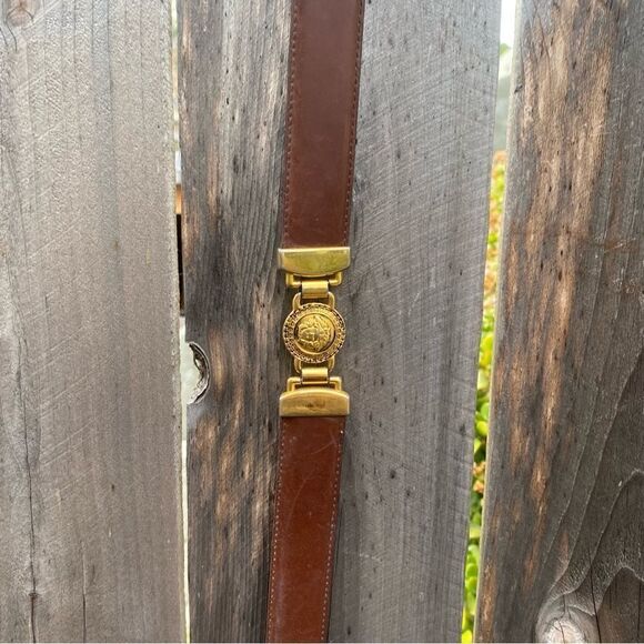 Long vintage brown leather belt  Vintage Medici belt main image 9